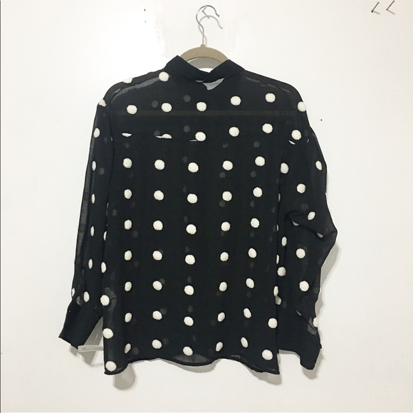 💜- New / Zara sheer 3D crochet Polk dots - Picture 3 of 5